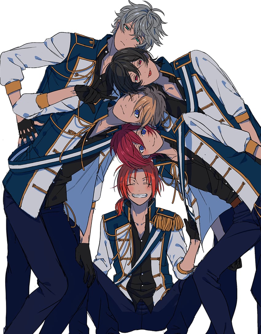sakuma ritsu, tsukinaga leo, sena izumi, suou tsukasa, and narukami arashi (ensemble stars!) drawn by yamadi_(tokozure19)