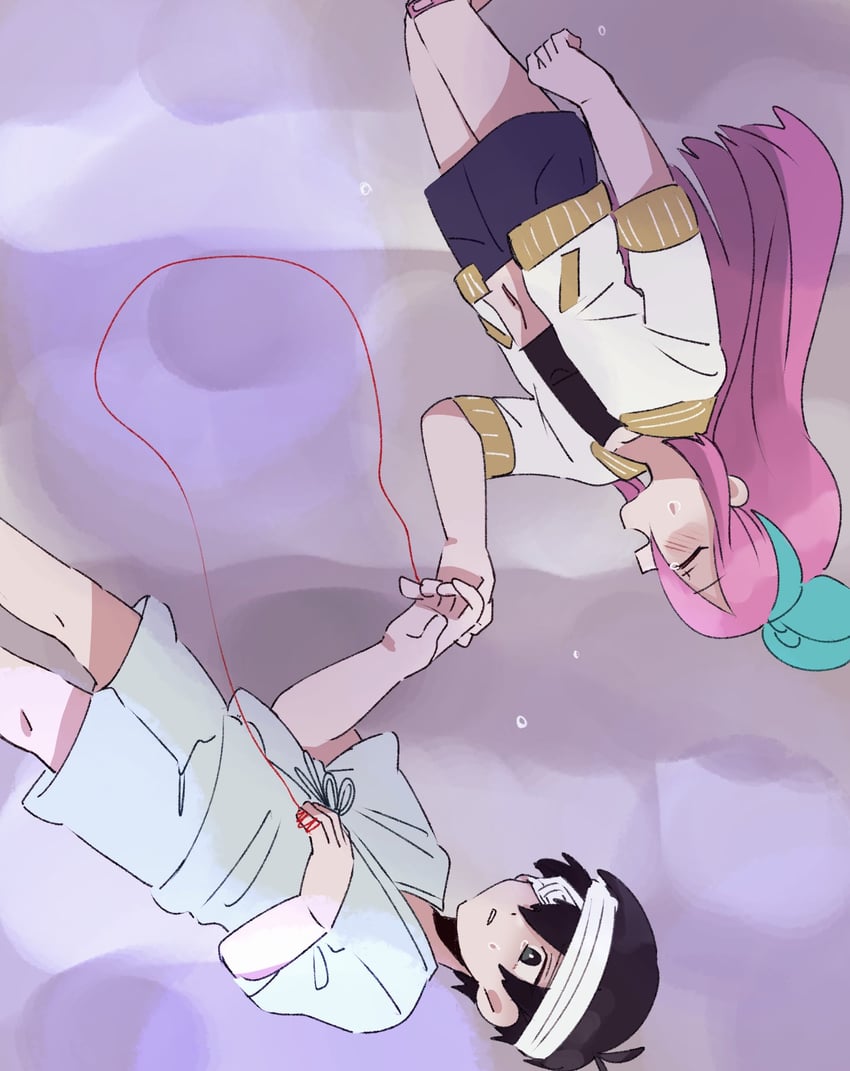 sunny and aubrey (omori) drawn by andou_(sino_spkt)