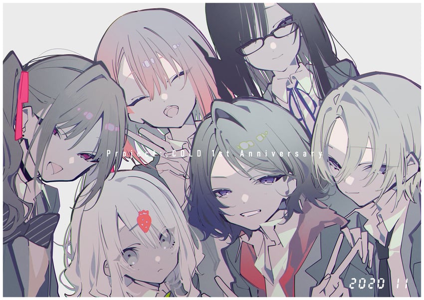 sakuma hikari, mori ichigo, iwanaga shizu, ayashiro nanano, hoshino riya, and 1 more (project cold) drawn by mochizuki_kei