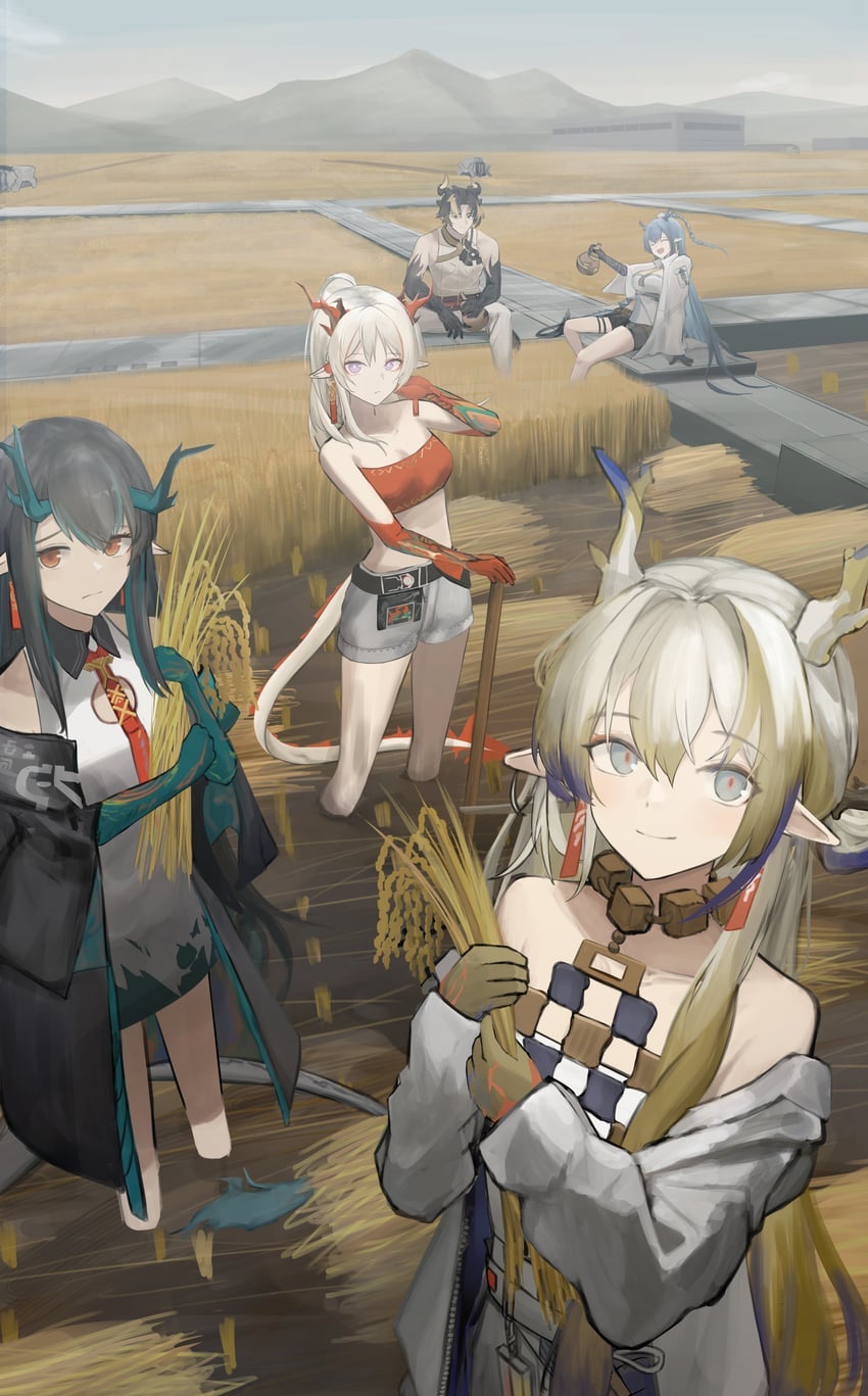 shu, dusk, nian, ling, and chongyue (arknights) drawn by 87um