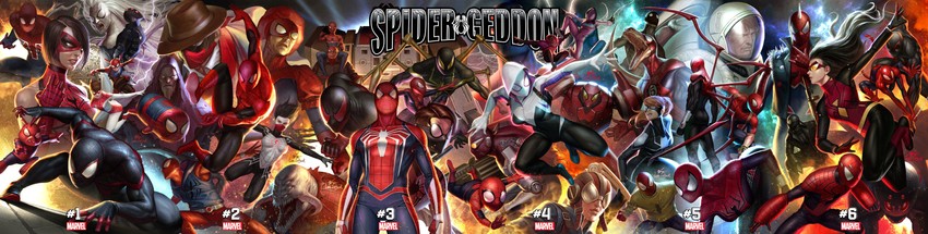 spider-man, spider-gwen, peter parker, mary jane watson, silk, and 9 more (marvel and 2 more) drawn by in-hyuk_lee