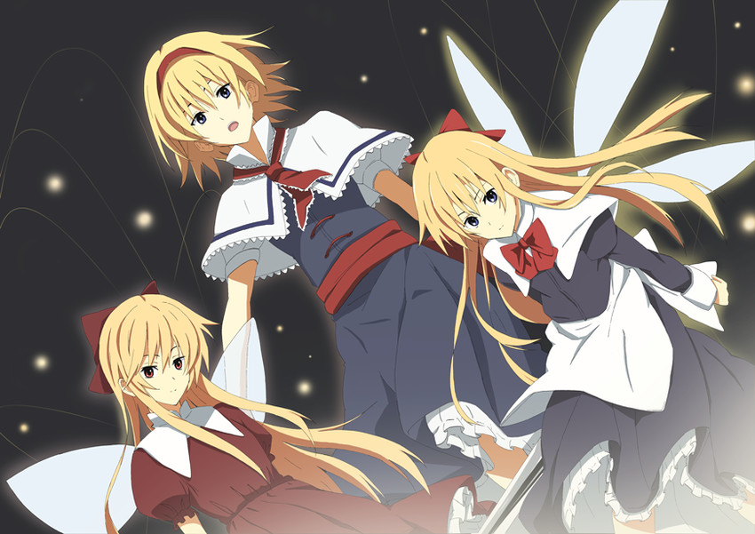 alice margatroid, shanghai doll, and hourai doll (touhou) drawn by kajiki