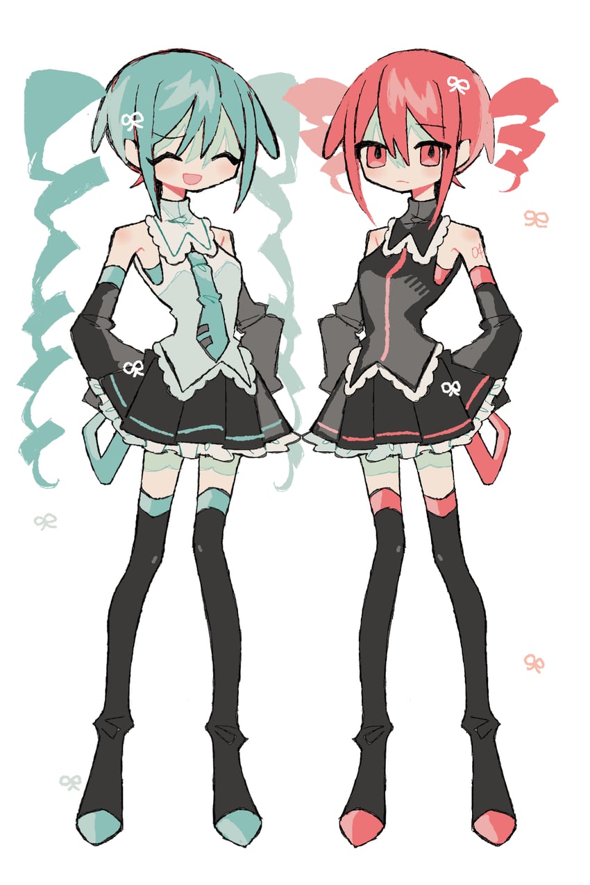 hatsune miku and kasane teto (vocaloid and 1 more) drawn by okashira_moppu