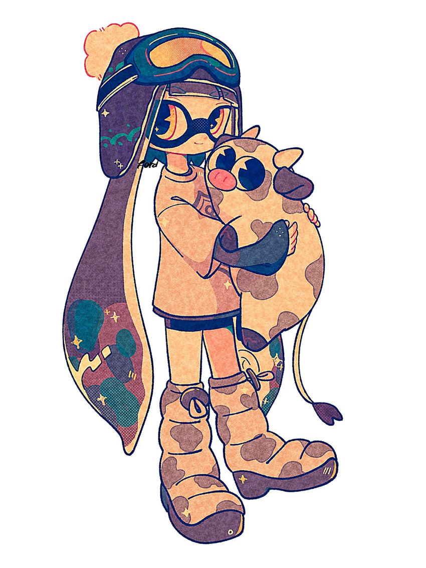 inkling player character and inkling girl (splatoon) drawn by f0rd_5_px
