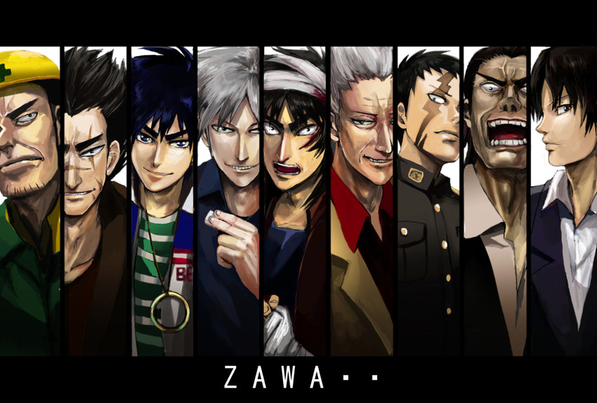 itou kaiji, akagi shigeru, washizu iwao, ukai zero, kudou gai, and 4 more (kaiji and 9 more) drawn by isao_bakudan