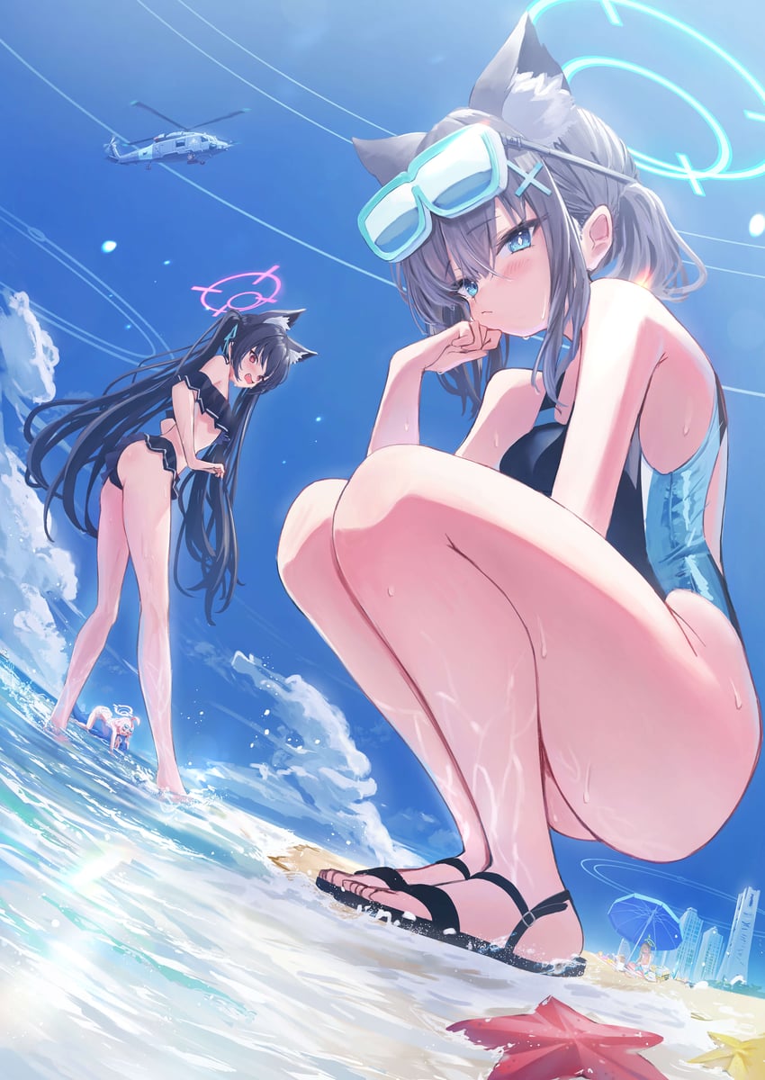 shiroko, hoshino, nonomi, and serika (blue archive) drawn by higashigure