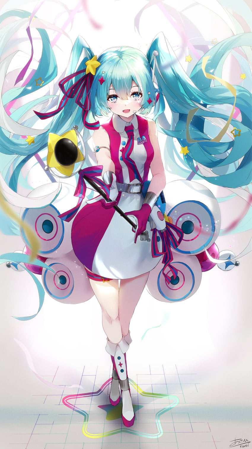hatsune miku and magical mirai miku (vocaloid and 1 more) drawn by asahi_kuroi