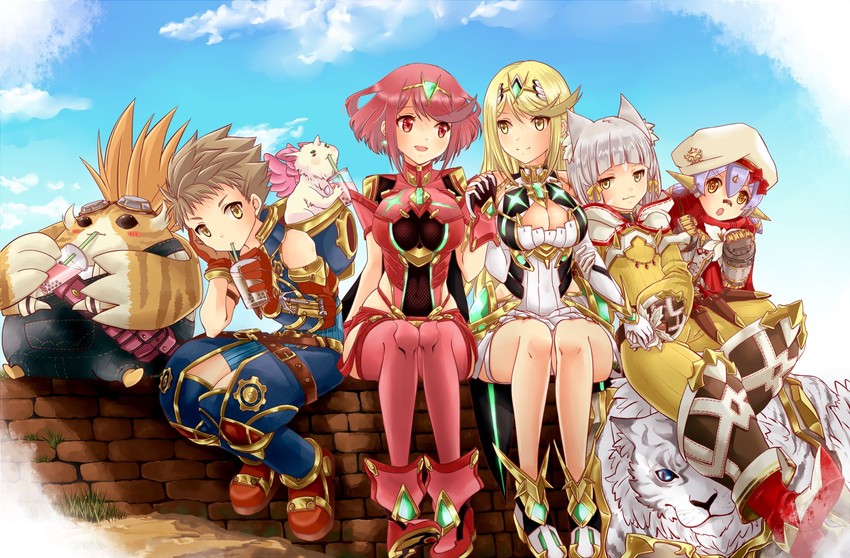 pyra, mythra, nia, rex, poppi, and 4 more (xenoblade chronicles and 1 more) drawn by shiroxai