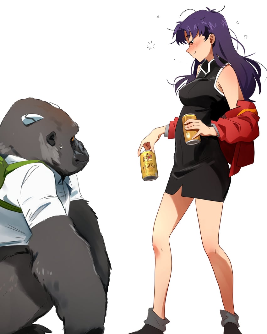 ikari shinji and katsuragi misato (neon genesis evangelion) drawn by khyle.