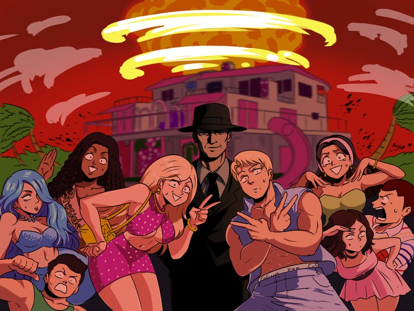 barbie, stereotypical barbie, ken, julius robert oppenheimer, allan, and 5 more (barbie and 1 more) drawn by tina_fate