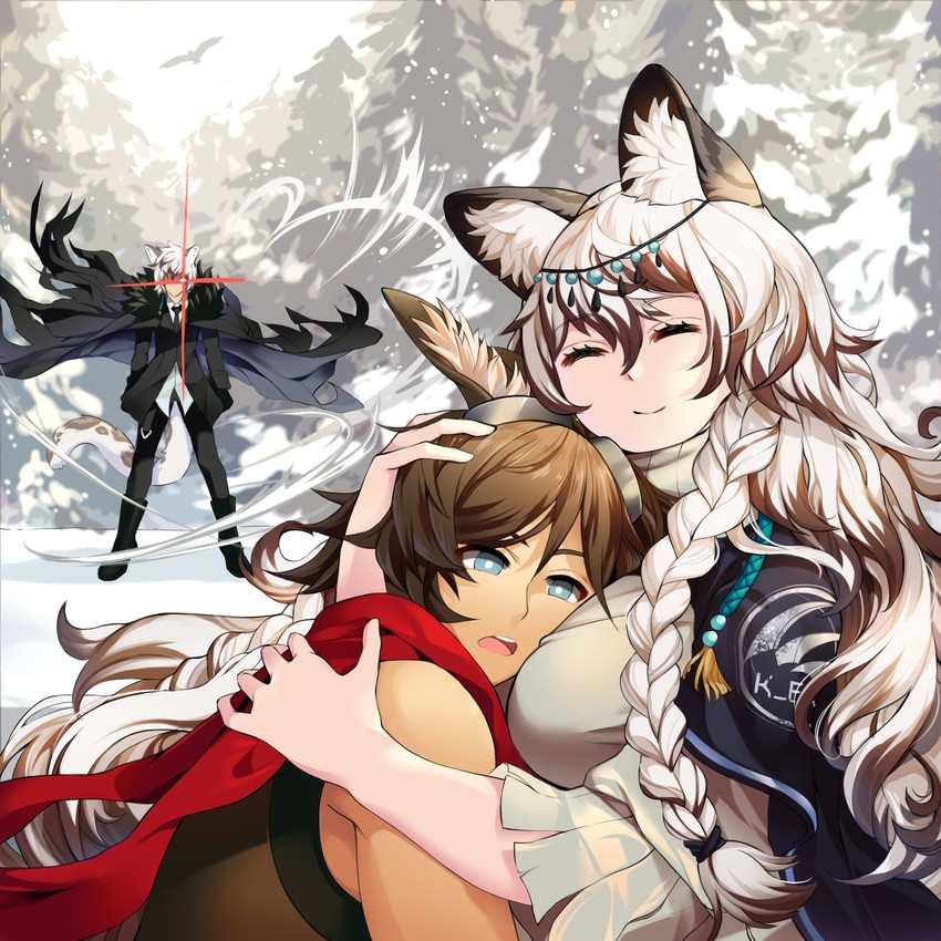 pramanix, silverash, tenzin, and courier (arknights) drawn by aweto
