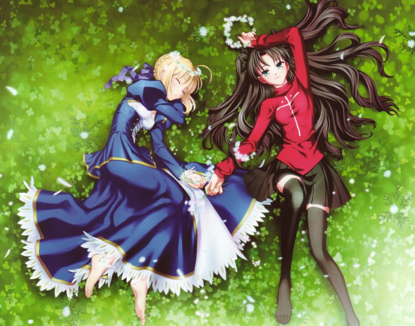 artoria pendragon, saber, and tohsaka rin (fate and 1 more) drawn by yamanaka_kotetsu