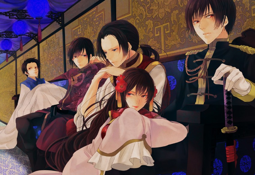 japan, china, taiwan, hong kong, and korea (axis powers hetalia) drawn by kanameyura