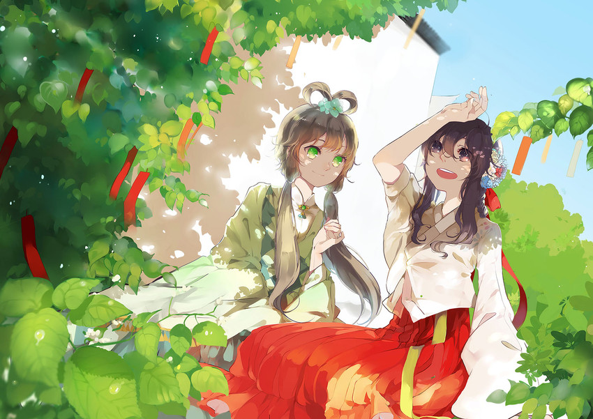 luo tianyi and yuezheng ling (vocaloid and 1 more) drawn by midori_(willasama)