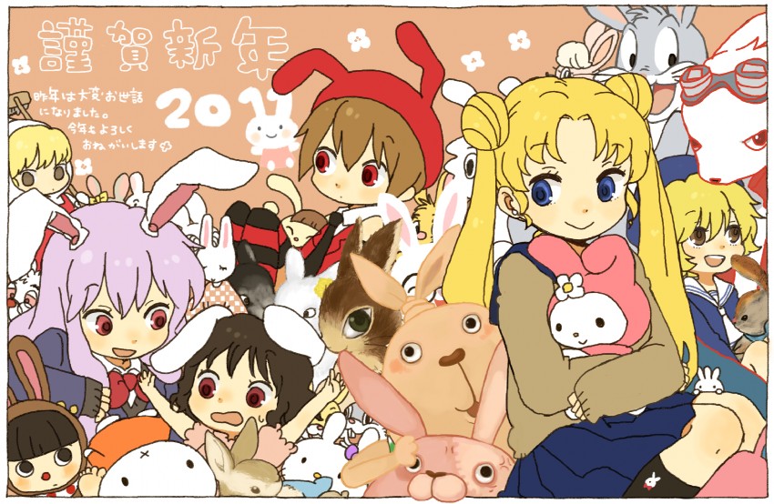 reisen udongein inaba, inaba tewi, tsukino usagi, my melody, white rabbit, and 12 more (touhou and 13 more) drawn by yukke