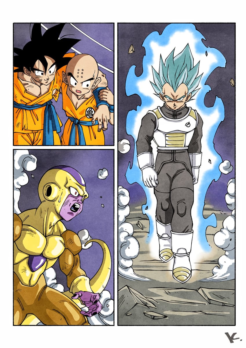 son goku, vegeta, kuririn, frieza, and golden frieza (dragon ball and 2 more) drawn by kakeru_(dbskakeru)