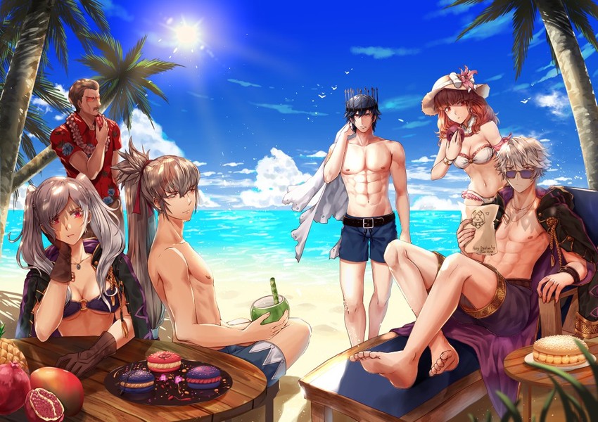 female robin, male robin, celica, takumi, chrom, and 1 more (fire emblem and 5 more) drawn by wani_(fadgrith)