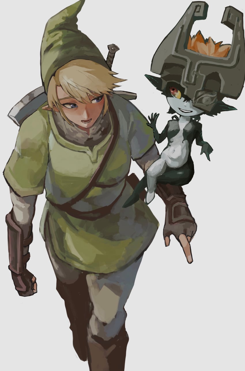 link and midna (the legend of zelda and 1 more) drawn by otsubo_kiko