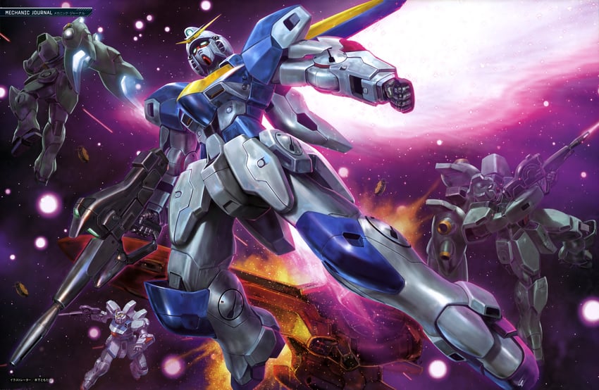 v gundam and gun blastor (gundam and 1 more) drawn by kinoshita_tomotake
