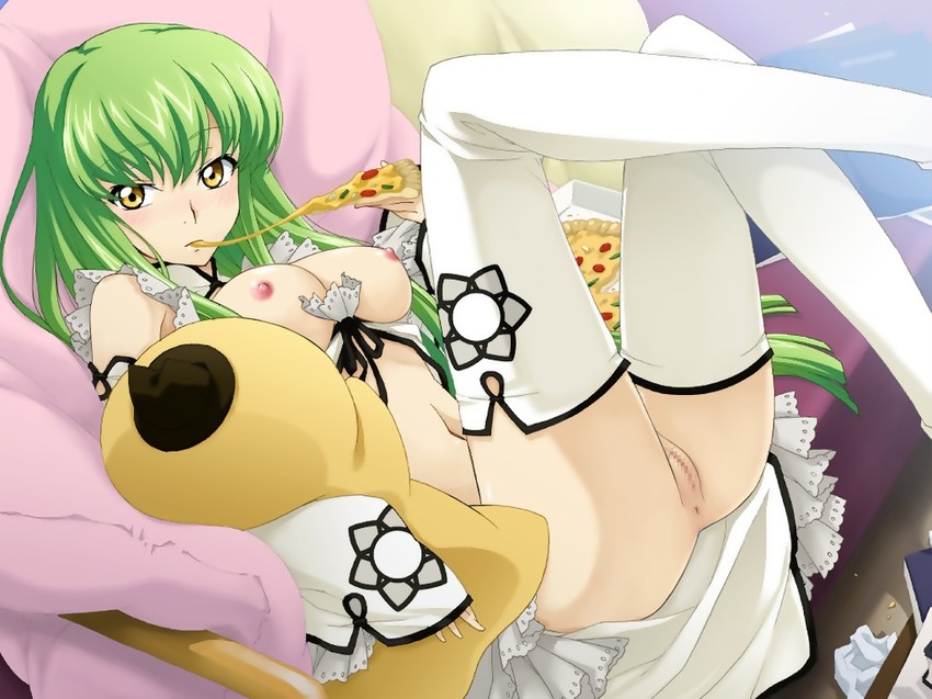 c.c. and cheese-kun (code geass and 1 more) drawn by saipaco