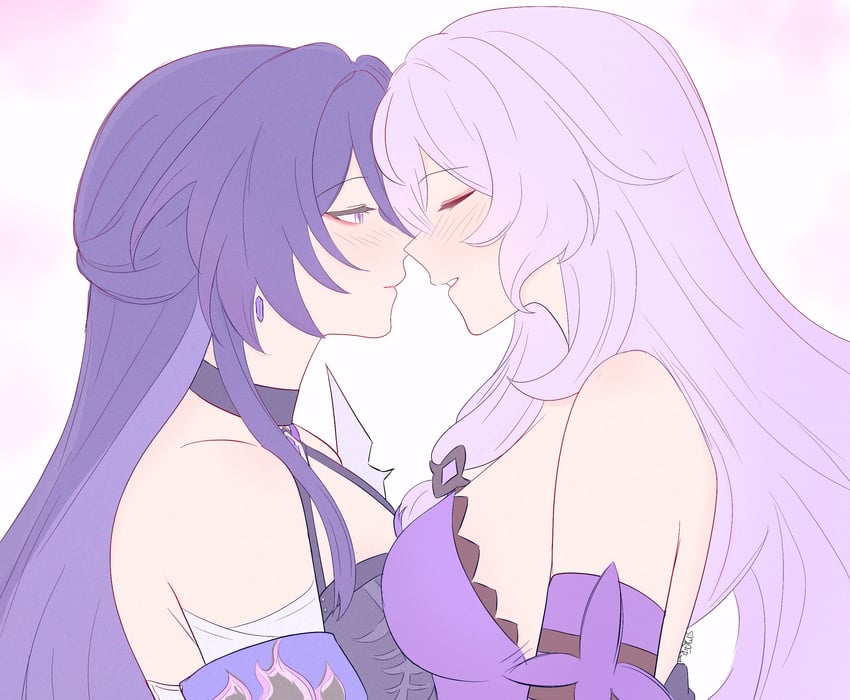 acheron and black swan (honkai and 1 more) drawn by samlatte