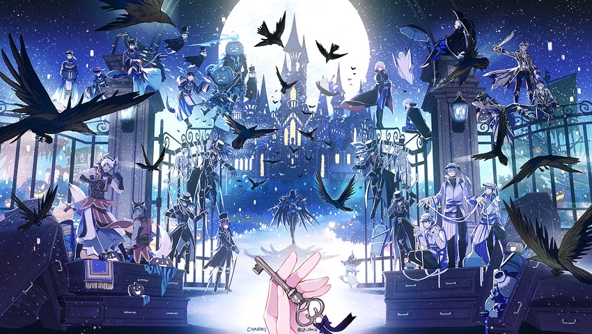 floyd leech, jade leech, yuu, leona kingscholar, azul ashengrotto, and 19 more (twisted wonderland) drawn by chris4708