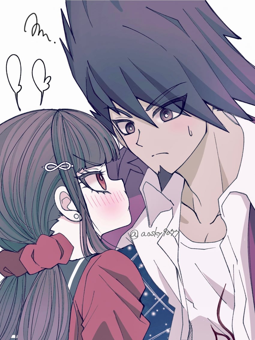 harukawa maki and momota kaito (danganronpa and 1 more) drawn by satori_(aosky9077)