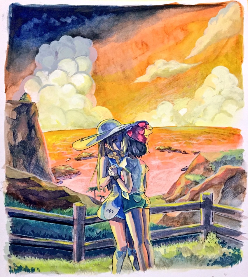 lillie and selene (pokemon and 1 more) drawn by ankea_(a-ramo-do)