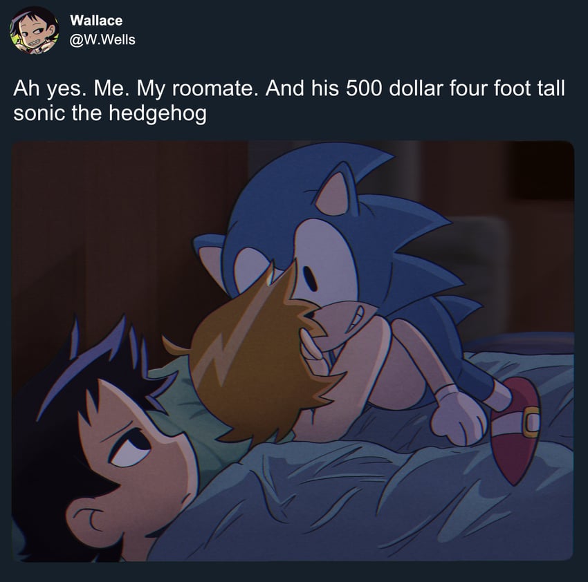 sonic the hedgehog, scott pilgrim, and wallace wells (sonic and 3 more) drawn by axk888