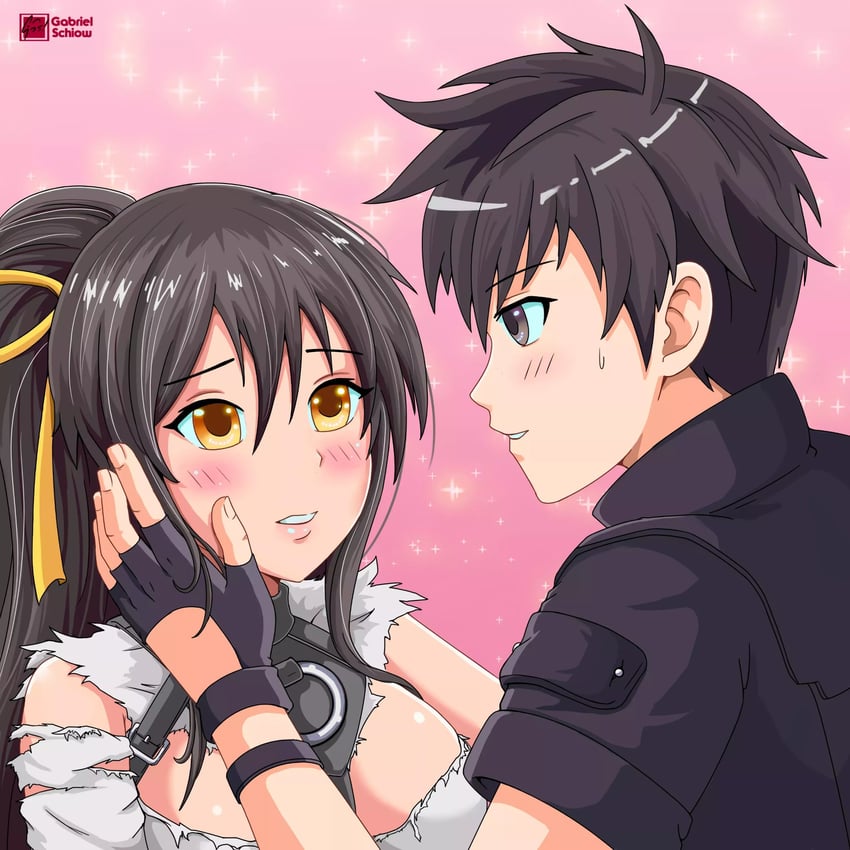 doumeguri kakeru and aikawa shuuko (ecstas online) drawn by gabrielschiow