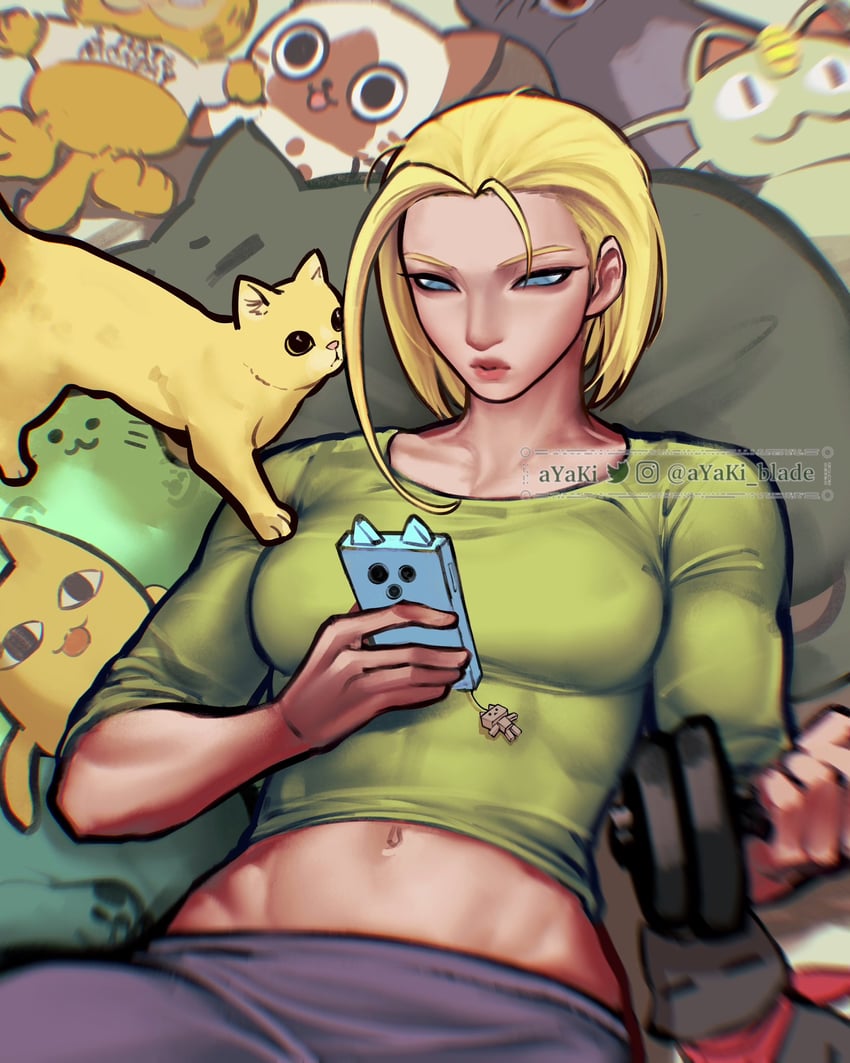 cammy white, meowth, sakamoto, mihama chiyo's father, garfield, and 1 more (pokemon and 7 more) drawn by ayaki_blade