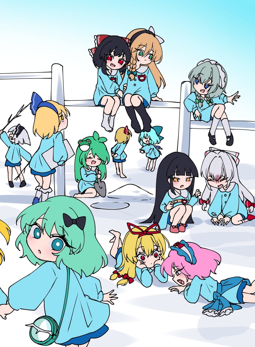 hakurei reimu, kirisame marisa, izayoi sakuya, komeiji koishi, kochiya sanae, and 8 more (touhou) drawn by suzukono_kiwami