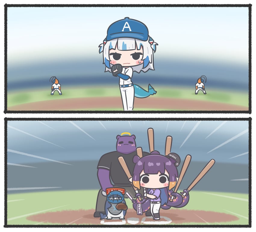 gawr gura, ninomae ina'nis, takodachi, bloop, and ebi-chan (hololive and 1 more) drawn by mpien