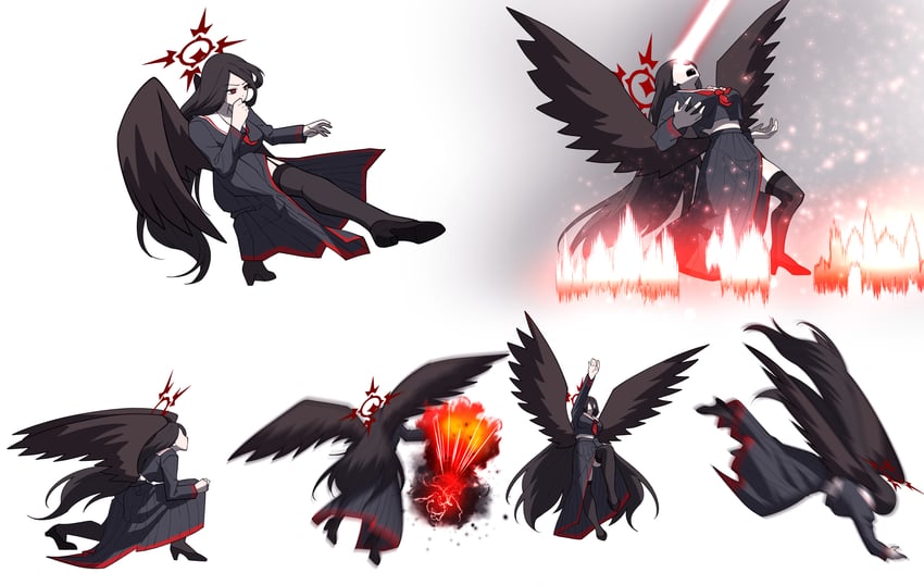 hasumi, kazama jin, and devil jin (blue archive and 2 more) drawn by easel_(djeasel)