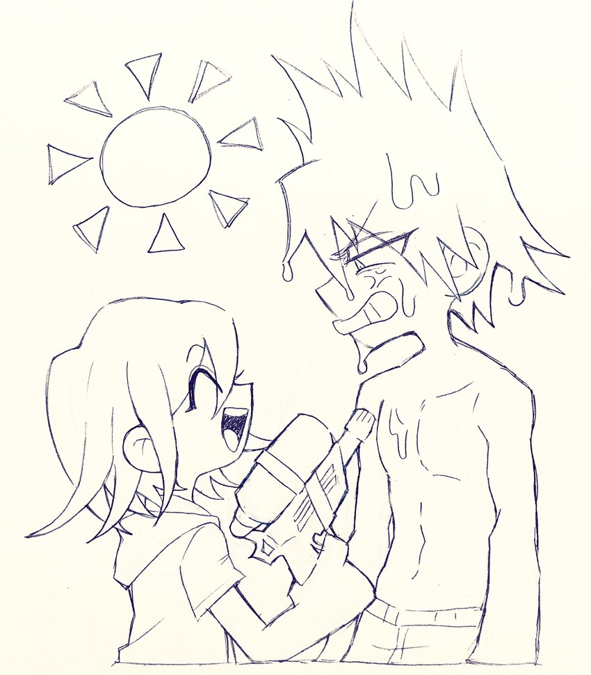 oma kokichi and momota kaito (danganronpa and 1 more) drawn by aebj