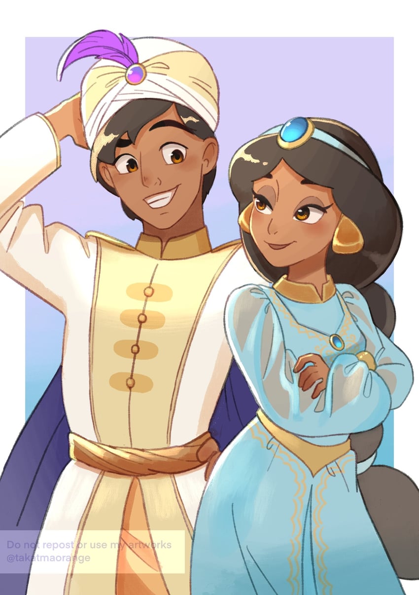 jasmine and aladdin (aladdin) drawn by takatmaorange