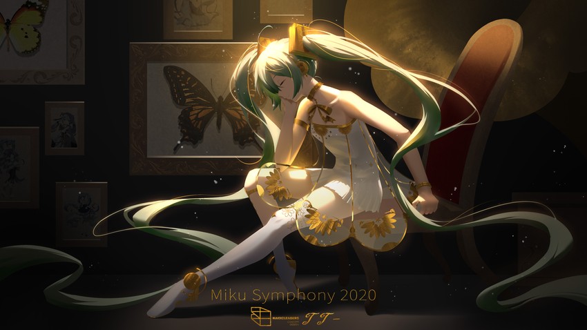 hatsune miku and gramophone miku (vocaloid and 1 more) drawn by w-t