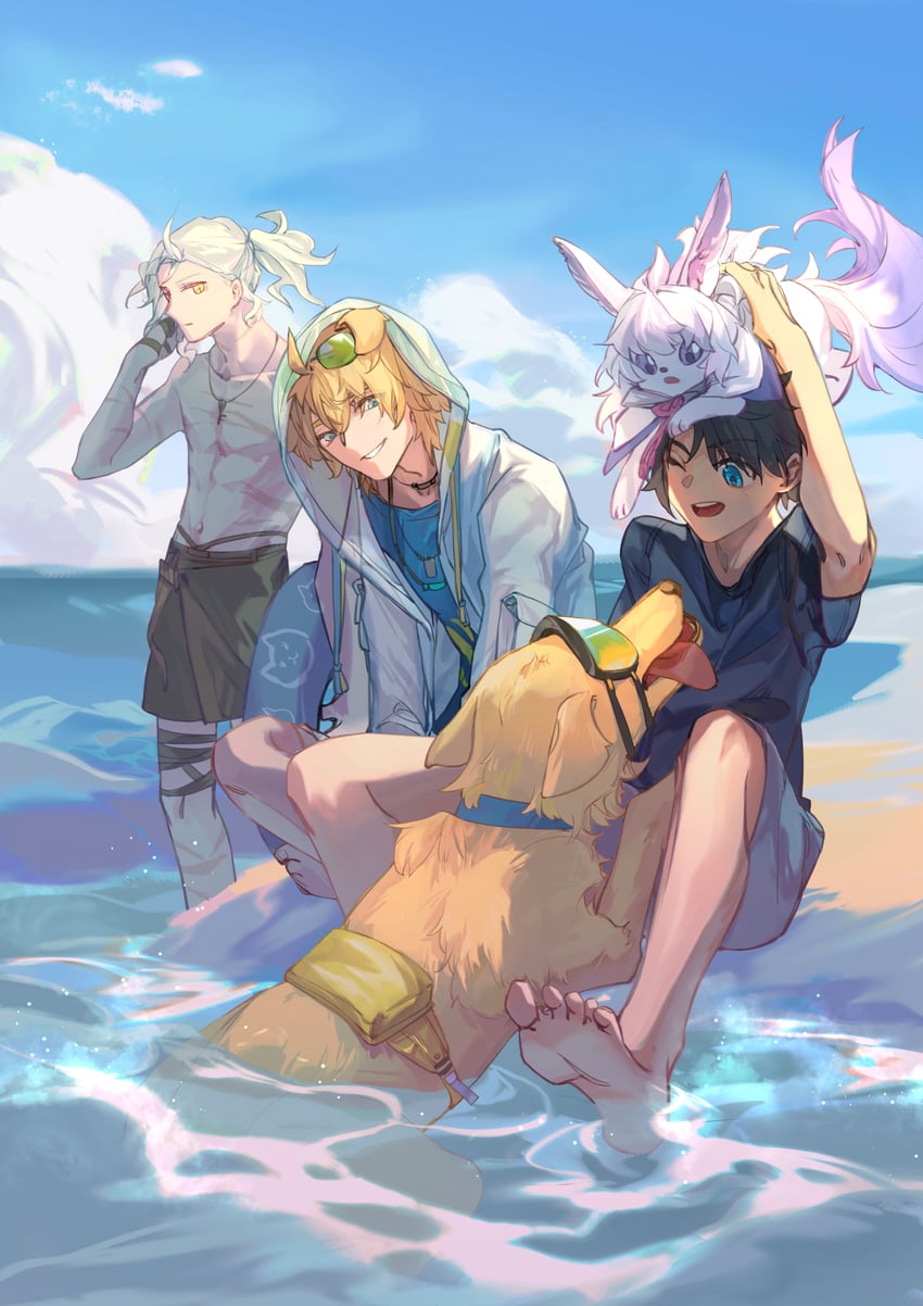 fujimaru ritsuka, fou, edmond dantes, and tequila (fate and 2 more) drawn by kuaile_xiaogou_(xin69476)