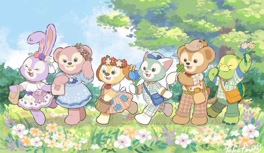 duffy the disney bear, shelliemay, stellalou, gelatoni, cookieann, and 1 more (duffy and friends) drawn by takatmaorange