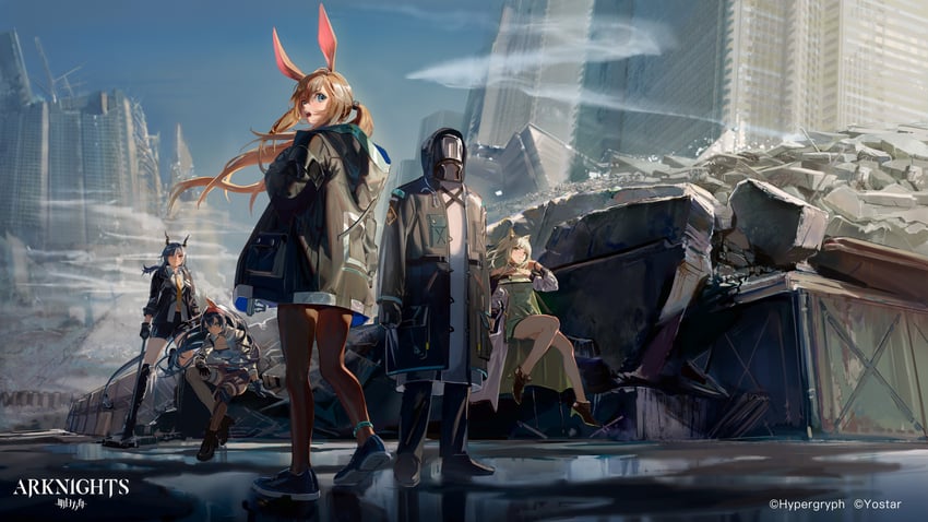 doctor, amiya, kal'tsit, ch'en, and blaze (arknights) drawn by tamomoko and taro-k