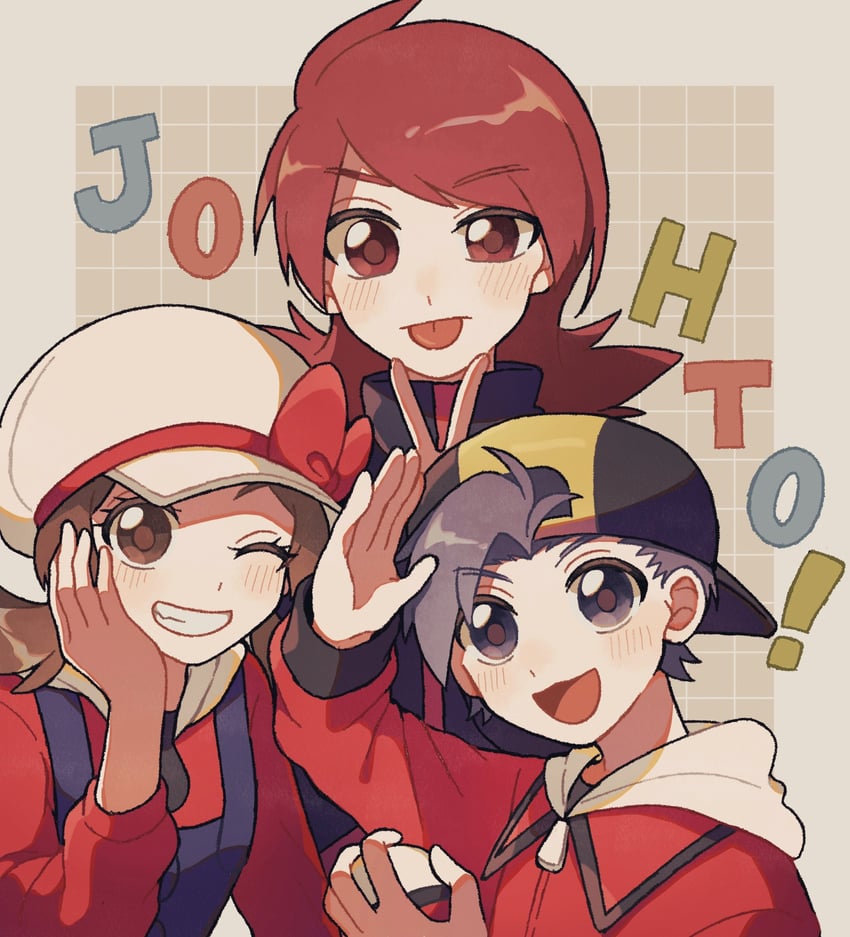 ethan, lyra, and silver (pokemon and 1 more) drawn by mikakami1e