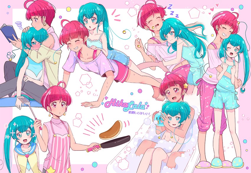 hagoromo lala and hoshina hikaru (precure and 1 more) drawn by juugoya_neko