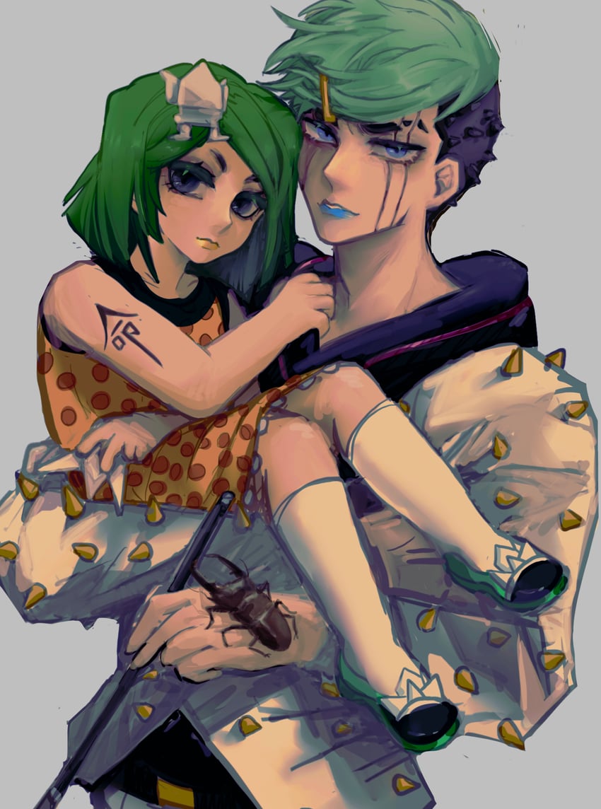 higashikata jobin, higashikata tsurugi, and paper moon king (jojo no kimyou na bouken and 1 more) drawn by swampland