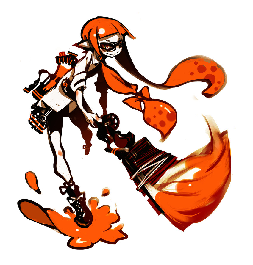inkling player character and inkling girl (splatoon and 1 more) drawn by kiku_(kicdoc)