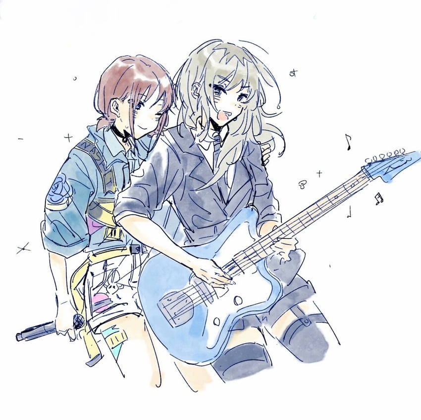 iseri nina and kawaragi momoka (girls band cry) drawn by koko_aovoa