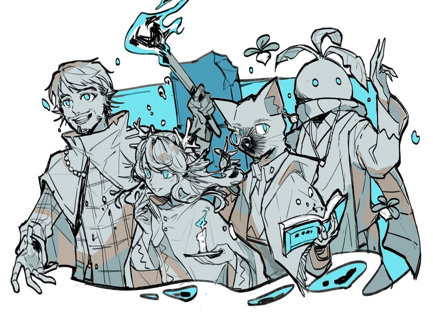 geminitay, antfrost, hbomb94, and 5up (minecraft youtube and 1 more) drawn by tttttaniaaaaa
