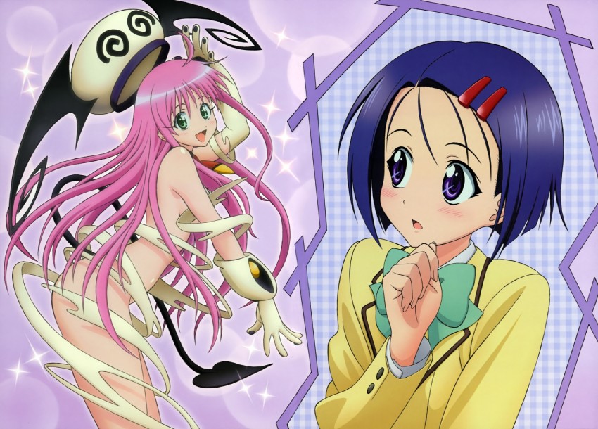 lala satalin deviluke, sairenji haruna, and peke (to love-ru) drawn by oka_yuuichi