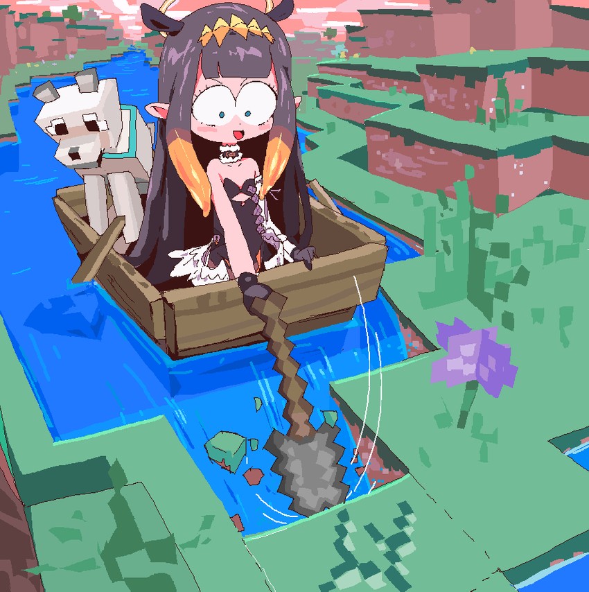 ninomae ina'nis and wolf (hololive and 2 more) drawn by yev-san