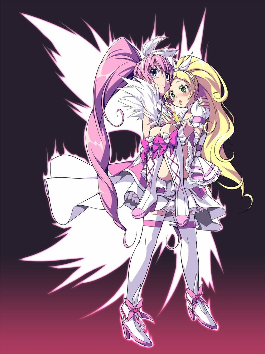 houjou hibiki, minamino kanade, cure melody, and cure rhythm (precure and 1 more) drawn by futago_monad