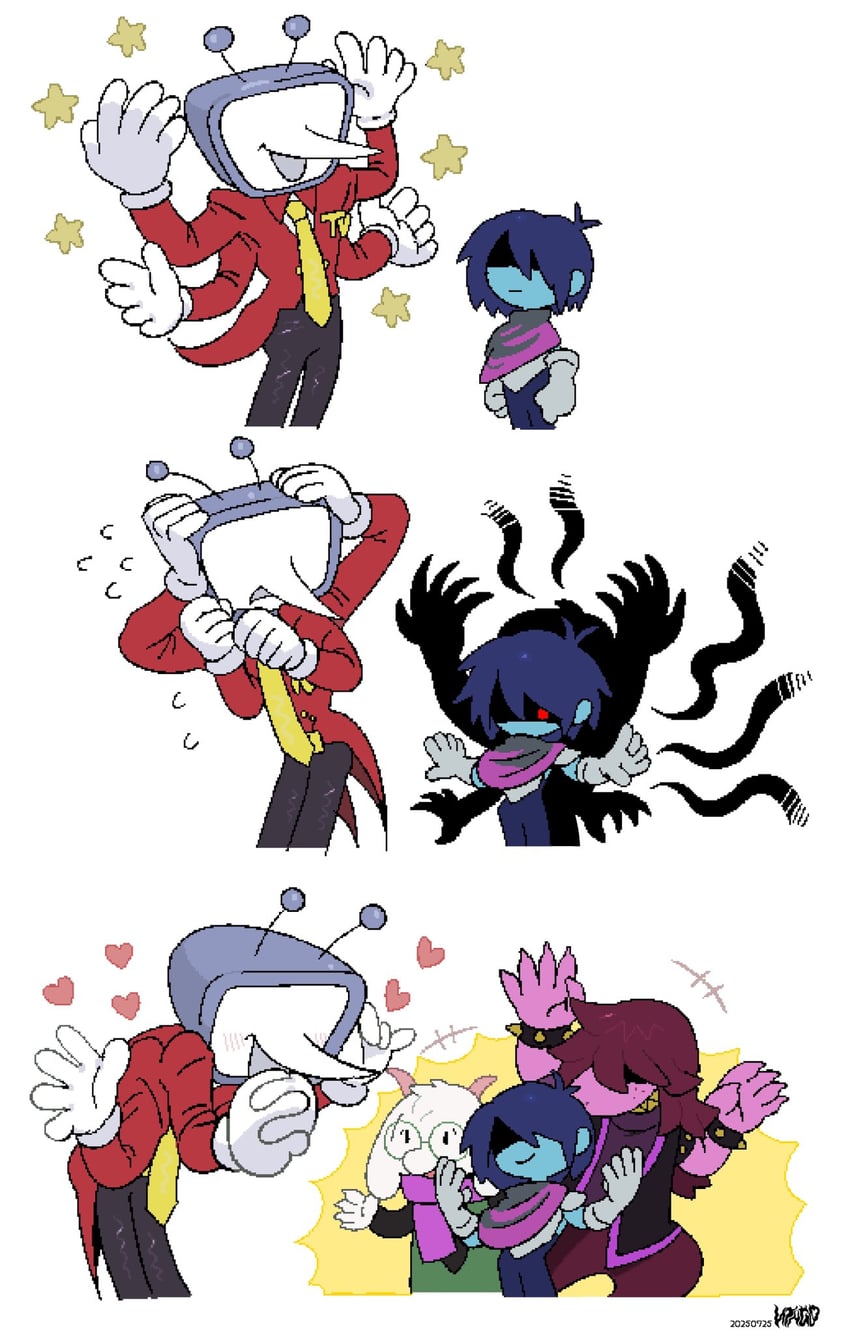 kris, ralsei, susie, and ant tenna (deltarune) drawn by nas_u